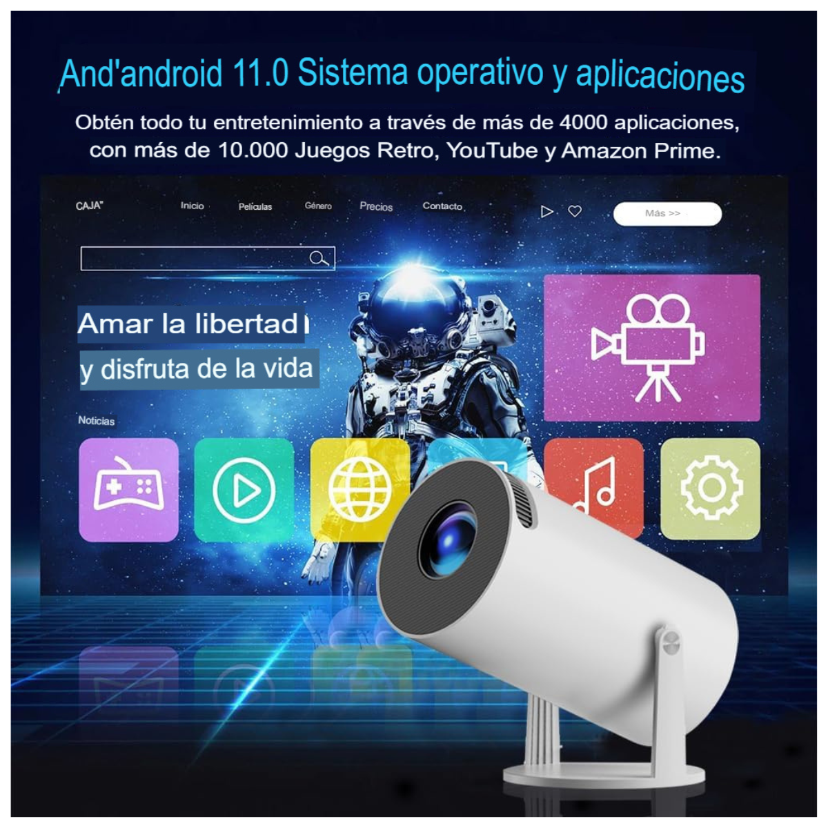 Mini Consola 2 Controles + Proyector 4K